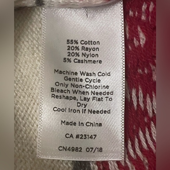Talbots Fair Isle Cotton Cashmere Blend Cream Red Sweater Size Extra Large - Picture 8 of 11